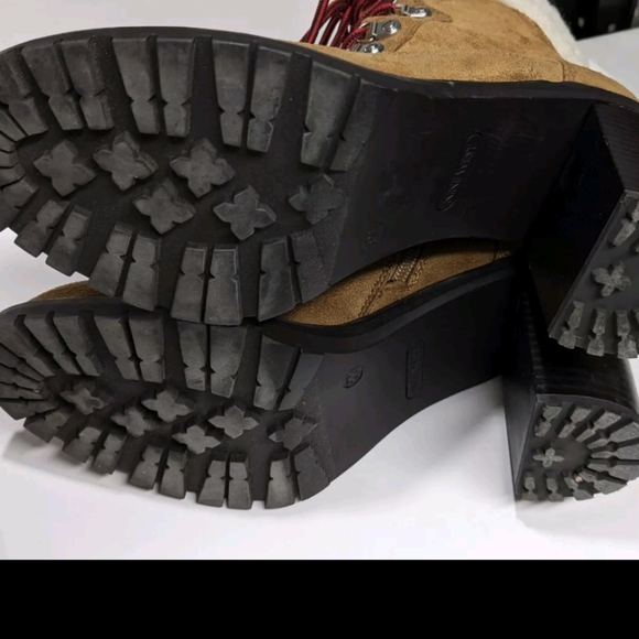 Nine West Peer 2 Sherpa Cuff Ankle Boots 9 M Construction Boot Look Heeled - Picture 11 of 14